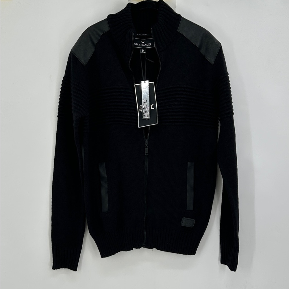 Nick Danger Sweater‎ Zip Up Sweater Men’s Black Size Medium BNWT